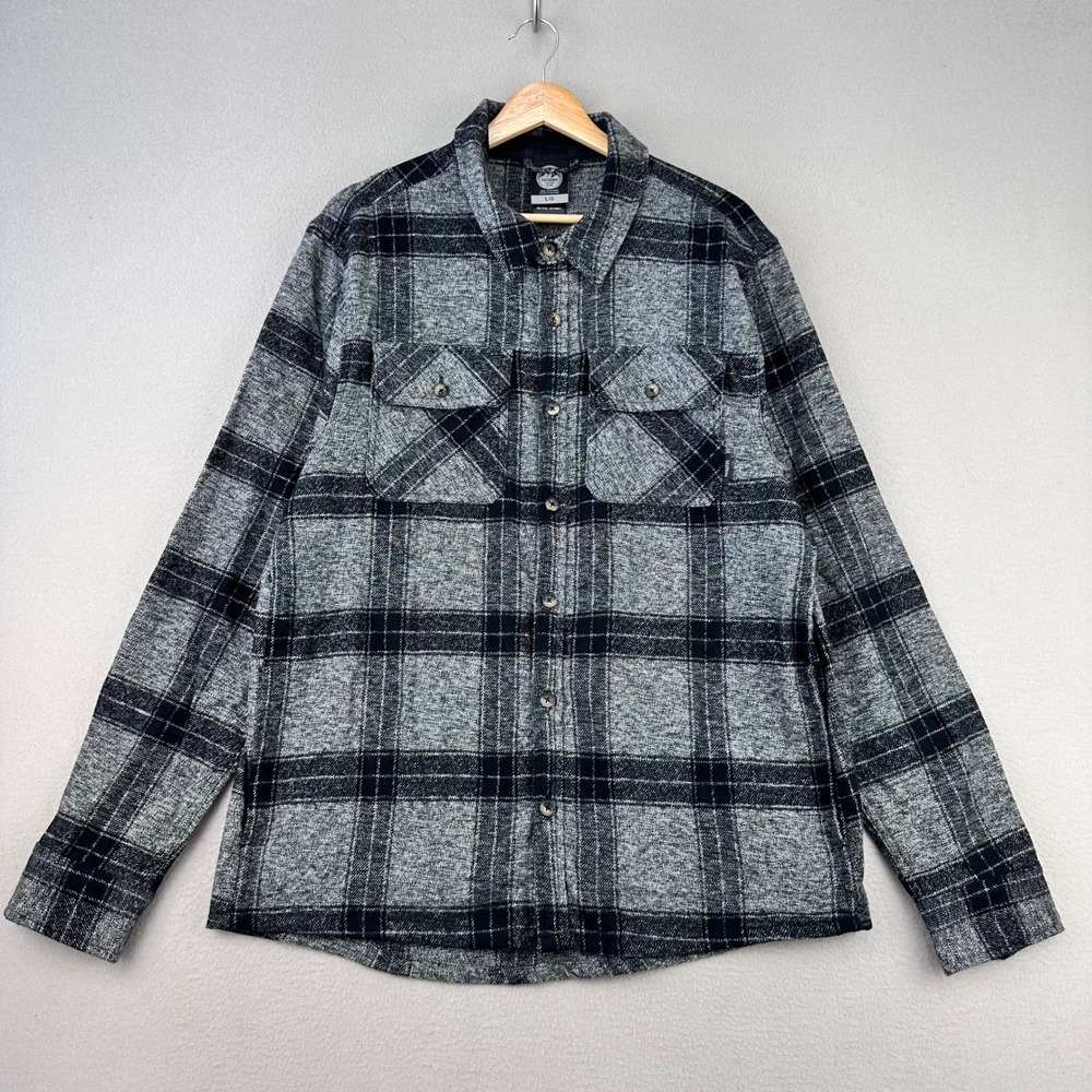 Colorado Clothing Flannel Shirt Mens L Black Gray Button Up Long Sleeve